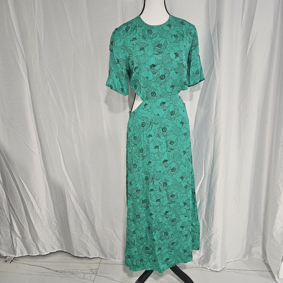 The Kooples Vibrant Green Floral Midi Dress - Picture 7 of 14